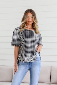 Miracle Gingham Button Back Top