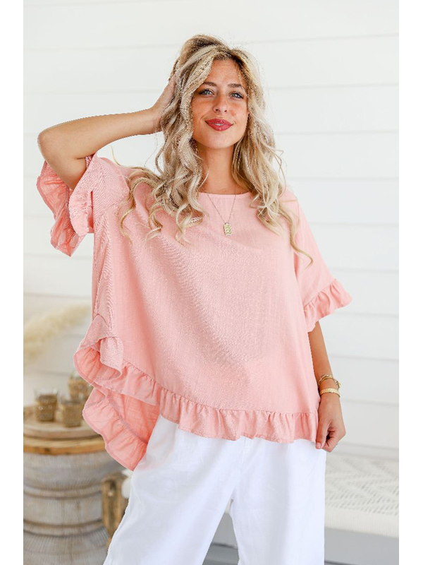 Miracle Button Back Ruffle Top