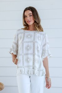 Miracle Soleil Hi Low Ruffle Hem Top