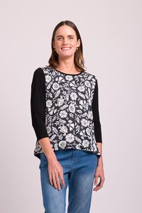 Memo Relaxed Fit Contrast Front Top