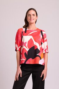 Oh Three Swing Volume Sleeve Print Top