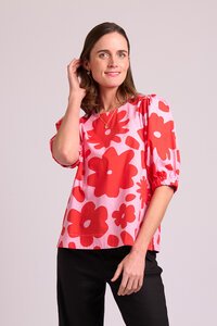 Oh Three Swing Volume Sleeve Print Top