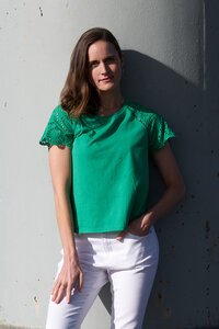 Memo Broderie Sleeve Tee