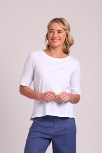 Esplanade Wide Neck Elbow Sleeve Top