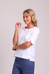 Esplanade Wide Neck Elbow Sleeve Top