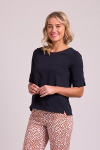 Esplanade Wide Neck Elbow Sleeve Top