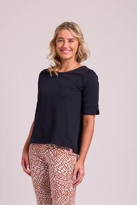 Esplanade Wide Neck Elbow Sleeve Top