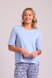 Esplanade Wide Neck Elbow Sleeve Top