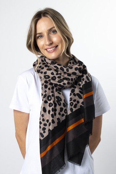 Stella + Gemma Leopard Stripe Scarf-best-sellers-Preen