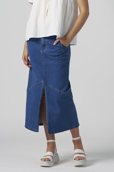 Madly Sweetly Moto Denim Skirt-new-Preen