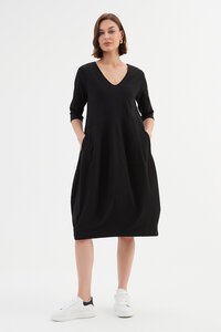 Tirelli V Neck Diagonal Seam Dress