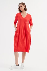 Tirelli V Neck Diagonal Seam Dress