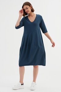 Tirelli V Neck Diagonal Seam Dress