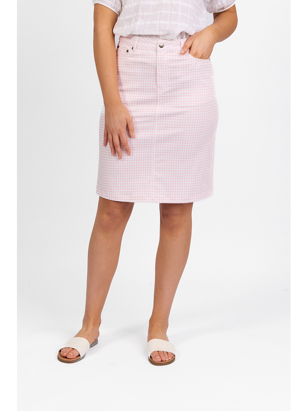 Vassalli Lightweight Skirt - Pink Gingham