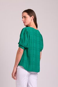 Oh Three Volume Sleeve Scoop Hem Check Top