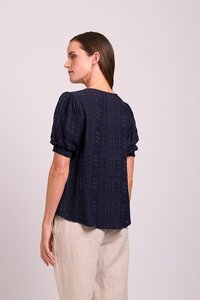 Oh Three Volume Sleeve Scoop Hem Check Top