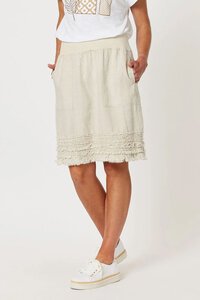 Gordon Smith Ruffle Hem Linen Skirt