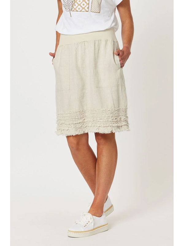 Gordon Smith Ruffle Hem Linen Skirt