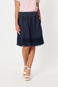 Gordon Smith Ruffle Hem Linen Skirt