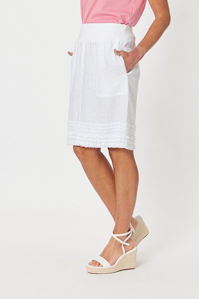 Gordon Smith Ruffle Hem Linen Skirt-new-Preen