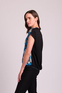 Memo Contrast Rib Woven Front Top