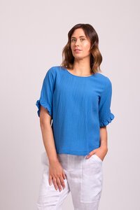 Foil Ruffle Sleeve Top