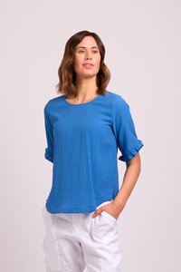 Foil Ruffle Sleeve Top