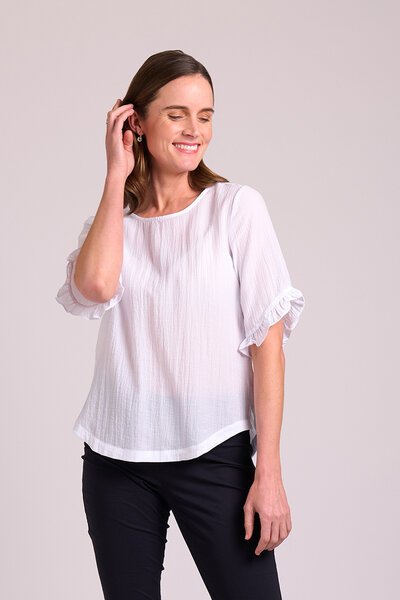 Foil Ruffle Sleeve Top-new-Preen