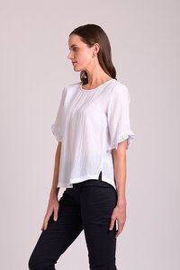 Foil Ruffle Sleeve Top