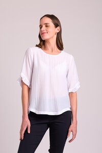 Foil Ruffle Sleeve Top