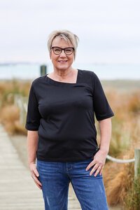 White On Black Slash Neck Top