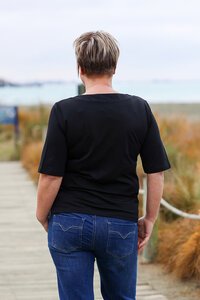 White On Black Slash Neck Top