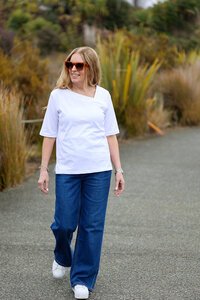 White On Black Slash Neck Top