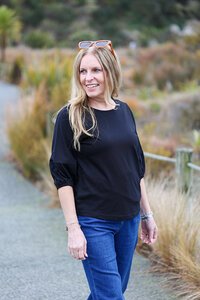 White On Black Puff Sleeve Top