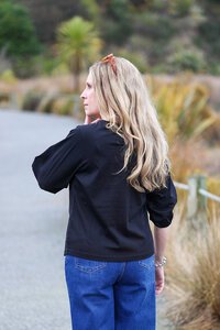 White On Black Puff Sleeve Top