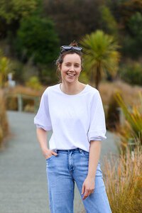 White On Black Puff Sleeve Top