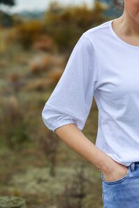 White On Black Puff Sleeve Top