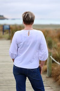 White On Black Puff Sleeve Top