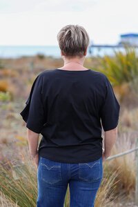 White On Black Pleat Sleeve Top