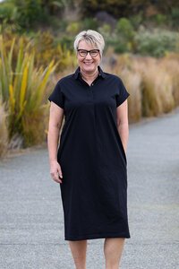 White On Black Collar & Placket Dress