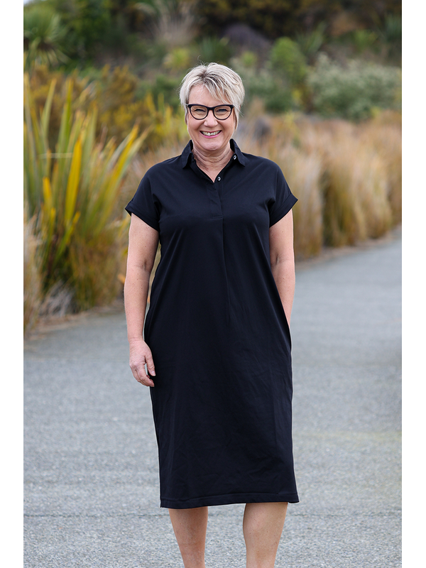 White On Black Collar & Placket Dress