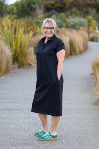 White On Black Collar & Placket Dress