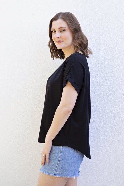 White On Black Scoop Tee-new-Preen