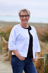 White On Black Collarless Jacket