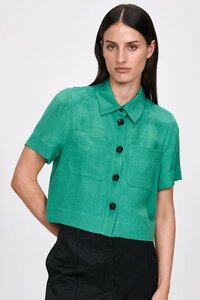 Veronika Maine Italian Sculptural Weave Crop Shirt