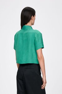 Veronika Maine Italian Sculptural Weave Crop Shirt