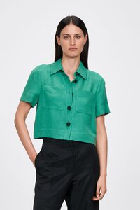 Veronika Maine Italian Sculptural Weave Crop Shirt