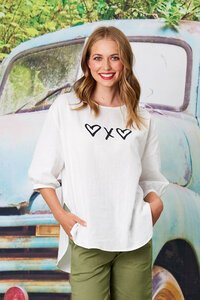 Classified Santorini Linen Blend Printed Top