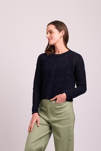 Foil Open Knit Floral Cardi