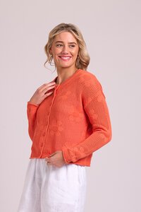 Foil Open Knit Floral Cardi